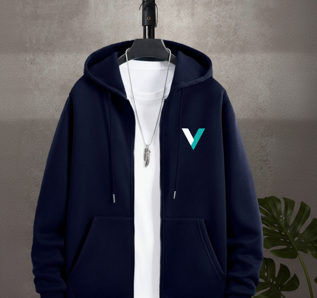 Casaco Hoodie VYRONA Premium Zip – Azul Noite